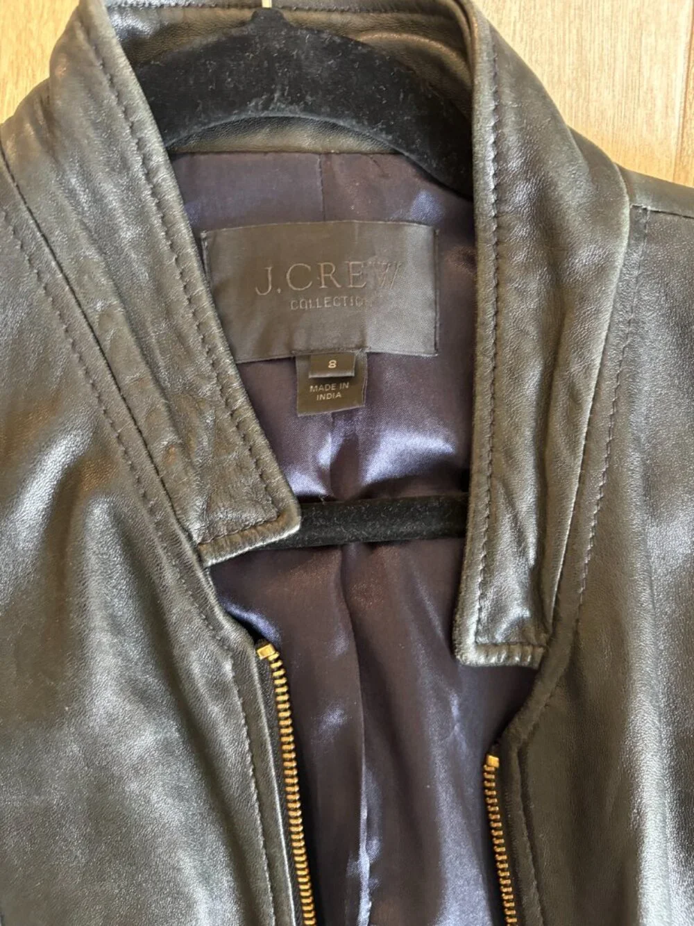 J.Crew Black Stand Collar Leather Jacket